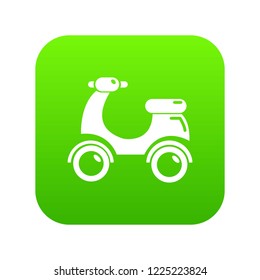 Scooter icon green vector isolated on white background