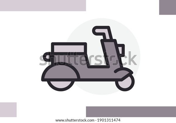 Scooter icon line filled color concept\
related vehicle and transportation\
elements.\
