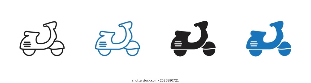 Scooter icon linear graphics set vector in black
