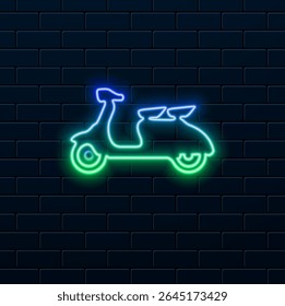 scooter icon. motorcycle icon. neon style.motorcycle scooter silhouette icon