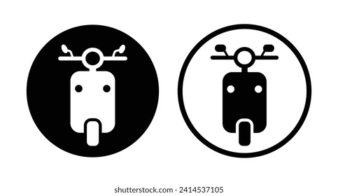 Scooter icon set in black color. Motor scooter front view vector icon isolated - Vector Icon