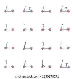 scooter icon set. simple scooter colored outline icon sign concept. flat sign vector illustration. 