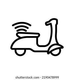 Scooter icon with signal. icon related to technology. smart device. transport device. line icon style. Simple design editable