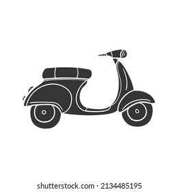 Scooter Icon Silhouette Illustration. Motorcycle Transport Travel Vector Graphic Pictogram Symbol Clip Art. Doodle Sketch Black Sign.