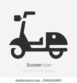 Scooter icon silhouette. Vector logo of a transport classic retro motorbike scooter. Illustration side view isolated on white background.