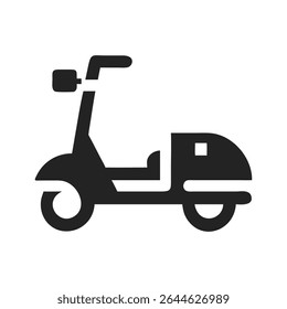 Scooter icon silhouette. Vector logo of a transport classic retro motorbike scooter. Illustration side view isolated on white background.