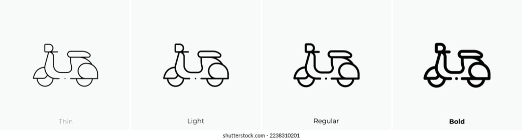 scooter icon. Thin, Light Regular And Bold style design isolated on white background