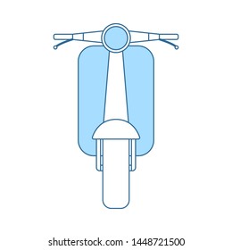 Icono de Scooter. Línea Delgada Con Diseño De Relleno Azul. Ilustración vectorial.