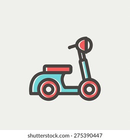 Scooter icon thin line for web and mobile, modern minimalistic flat design. Vector icon with dark grey outline and offset colour on light grey background.