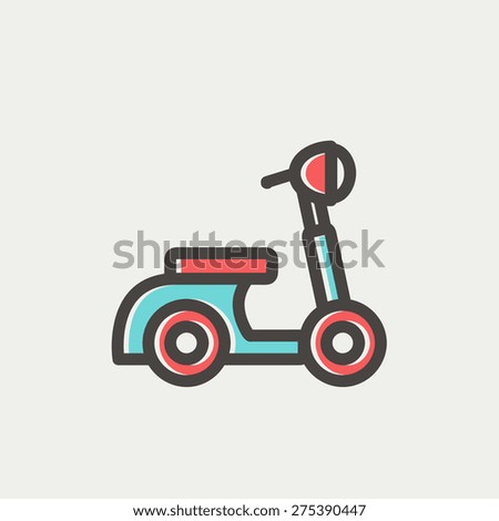 Scooter icon thin line for web and mobile, modern minimalistic flat design. Vector icon with dark grey outline and offset colour on light grey background.