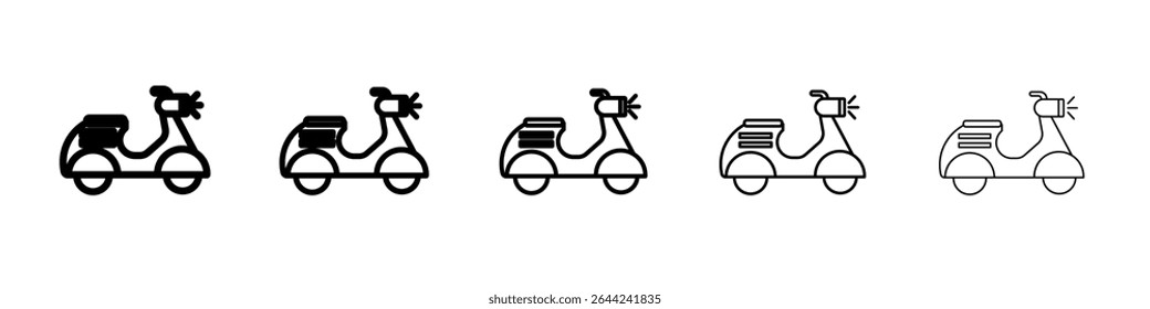 Scooter icon thin outline logo mark set