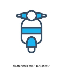 Estilo de esquema rellenado por vector de icono de Scooter