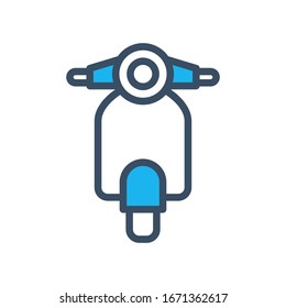 Estilo de esquema rellenado por vector de icono de Scooter