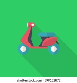 Scooter icon , Vector flat long shadow design. Transport concept.