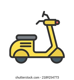 Scooter-Symbol, Vektorbild. Kann auch für Fahrzeuge verwendet werden. Geeignet für mobile Apps, Web-Apps und Printmedien.