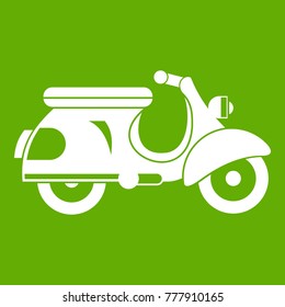 Scooter icon white isolated on green background. Vector illustration