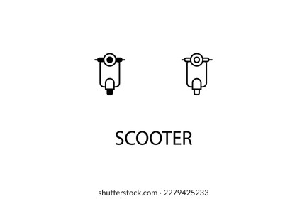 Scooter icons with 2 styles outline icon, glyph icon, vector stock.
