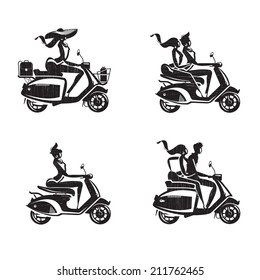 Scooter icons. Vector format