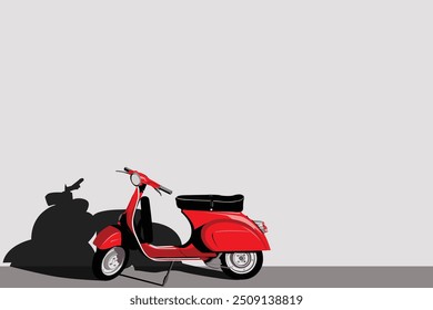 scooter illustration, scooter, red scooter, red scooter illustration, simple, creative art, creative illustration, fabulous illustration, creative 