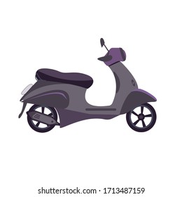 Scooter isolated on white background. Moped for delivery. Transport for delivery workers. Scooter ride. Two-wheeled vehicle. Compact motorcycles