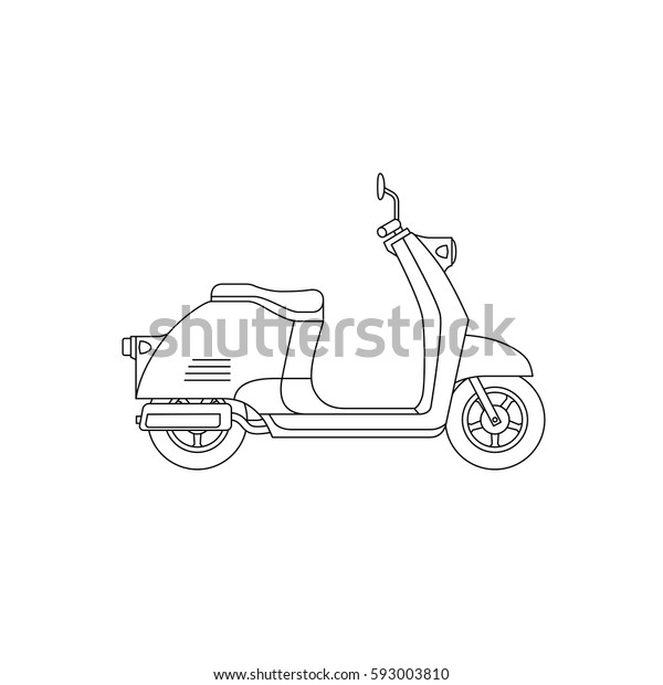 Scooter Line Drawing Vector Thin Illustration Stock Vector (Royalty