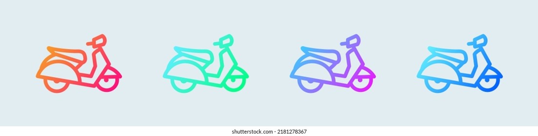 Scooter line icon in gradient colors. Motorcycle signs vector illustration.