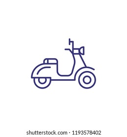 Scooter-Line-Symbol. Moped, Motorrad, Motorrad. Verkehrskonzept. Vektorgrafik kann für Themen wie Transport, Reise, Lieferung verwendet werden