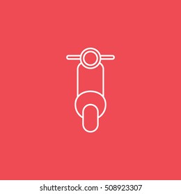 Scooter Line Icon On Red Background