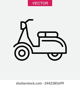 Scooter line icon, Travel related icon flat vector illustration on white background..eps