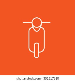 Scooter line icon for web, mobile and infographics. Vector white icon isolated on red background.