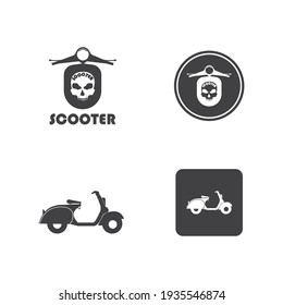 Scooter Logo design silhouette vector. Motorbike Logotype icon