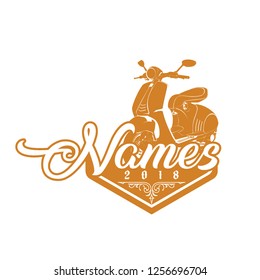 Scooter Logo Design Vector Vintage Bikers Riders Illustration