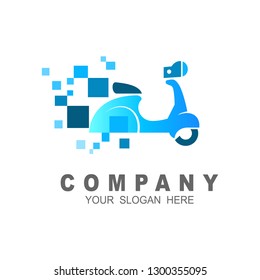Scooter logo with speed and pixel 