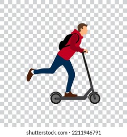 Scooter with male driver, isolated vector illustration.