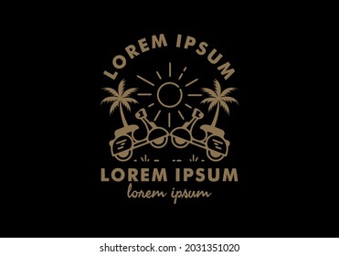 Scooter mania line art with lorem ipsum text design