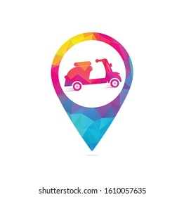 Scooter map point concept logo. 
