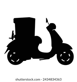 scooter, moped delivery, silhouette on white background vector