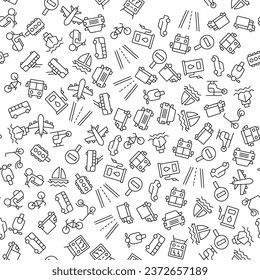 Scooter, Moped, Gas Station, Road Seamless Pattern for printing, wrapping, design, sites, shops, apps