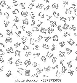 Scooter, Moped, Helicopter, Ship, Road Seamless Pattern for printing, wrapping, design, sites, shops, apps