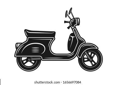 Scooter or moped vector black object or design element isolated on white background