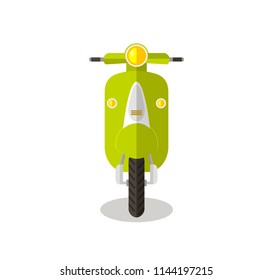 Scooter, motor bicycle, moped frontal, motorbike flat isolated vector illustration on white background