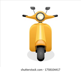 Scooter, motor bicycle, moped frontal, motorbike flat isolated vector illustration on white background