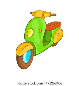 Scooter motorbike icon in cartoon style on a white background