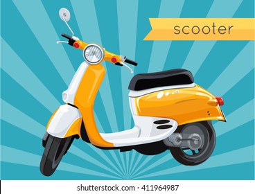 Moto Scooter sobre fondo abstracto. Ilustración vectorial.