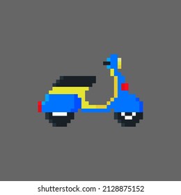 Scooter motorbike in pixel art style isolated vector. 