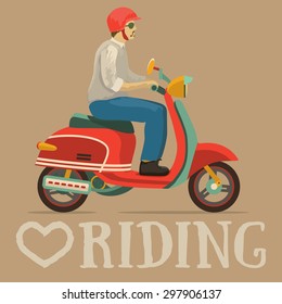 Scooter motorbike retro vintage transport sport paper poster. Vector