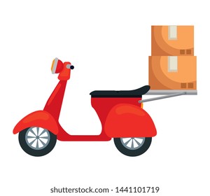 scooter motorcycle with boxes delivery service