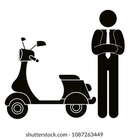 scooter motorcycle with driver silhouette
