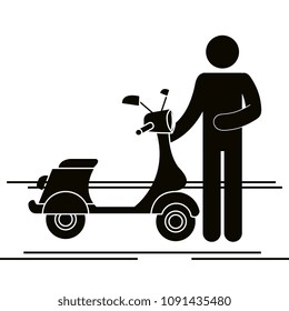 scooter motorcycle with driver silhouette