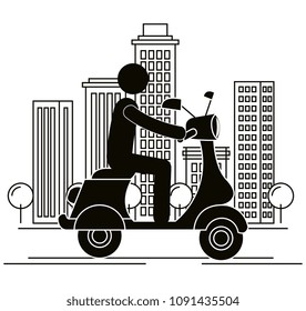 scooter motorcycle with driver silhouette